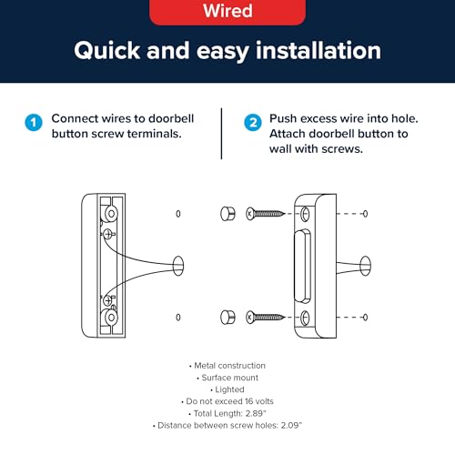 Heath Zenith 18000216 Wired Push Doorbell Button, Black, Metal, Lighted, Surface Mount, Home Improvement, Outdoor, House Accessory by Heath Zenith - Image 4