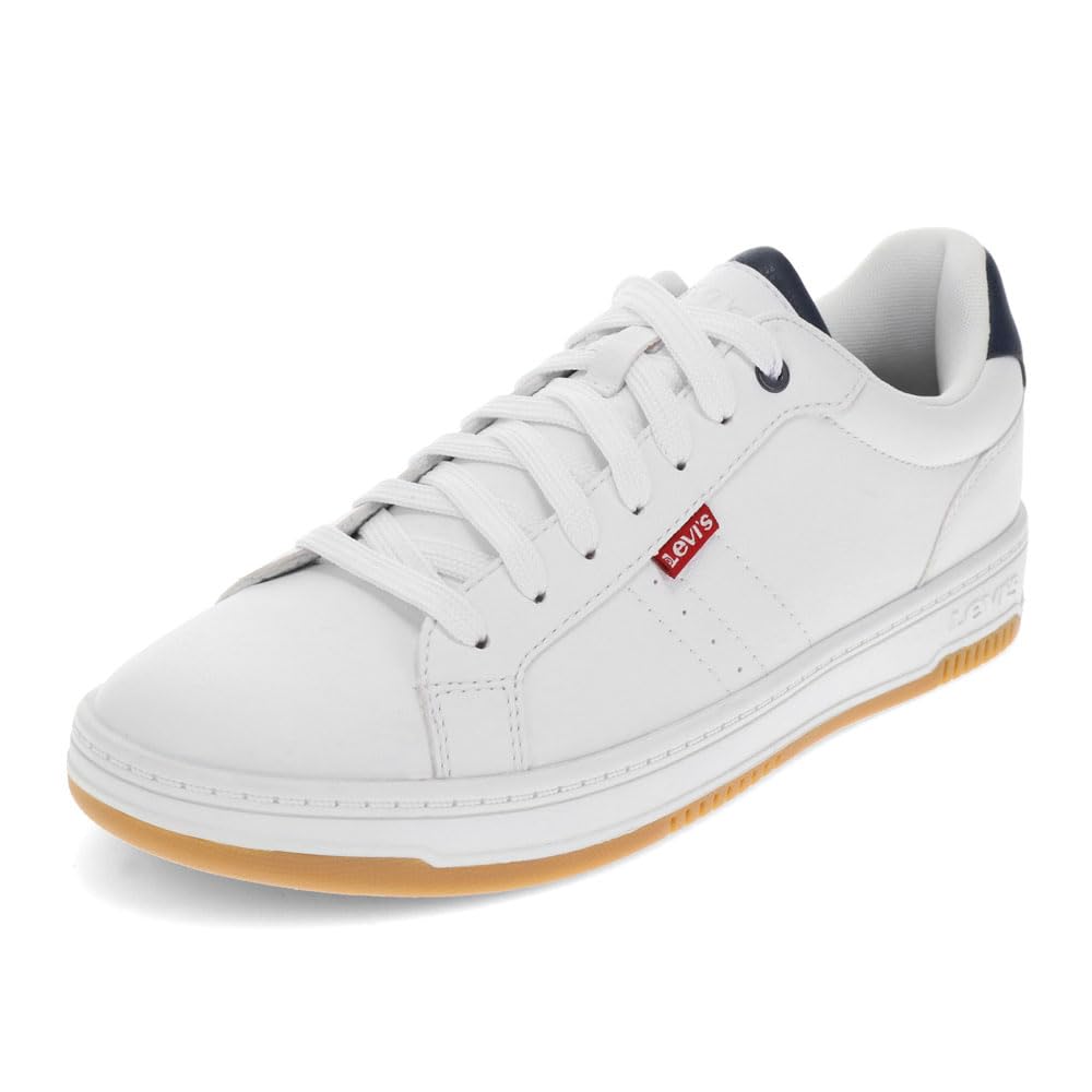 Levi's Mens Carson Synthetic Leather Casual Lace Up Sneaker Shoe, White/Navy/Red, 11 M