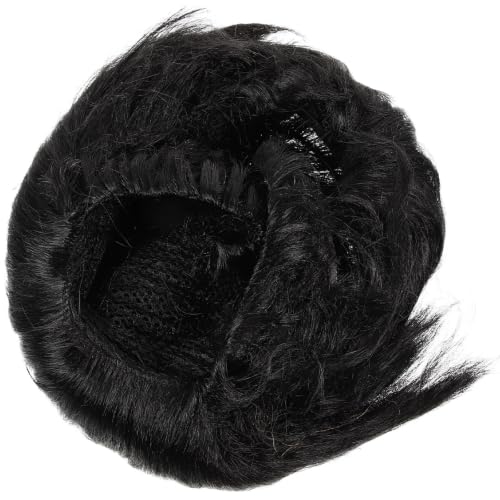 Peluca negra para hombre con línea capilar natural y fibra resistente al calor Alipis