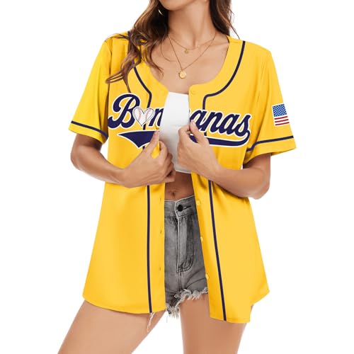 Baseball Button Up Shirt for Women Quick-Dry Graphic Baseball Game Day Fan Jersey Short Sleeve Tops3
