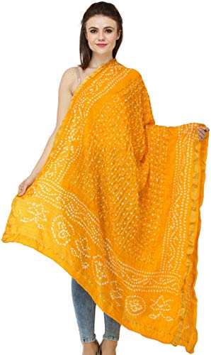 Bandhani Tie-Dye Gharchola Dupatta from Jodhpur with Golden Thread Weave