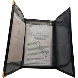 Persianas En Esquina Gwenmode - Portatarjetas gris y seguro de 3 persianas – Cruda de piel de vaca – reforzado en las esquinas – color negro, Negro , 16 x 9,5 cm, Minimalista