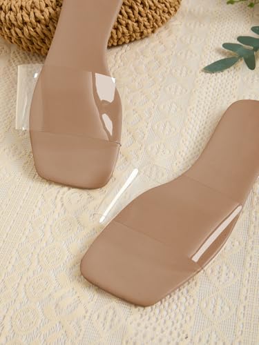 GORGLITTER Women's Clear Sandals Transparent Flat Dressy Slip On Slides Flip Flops2