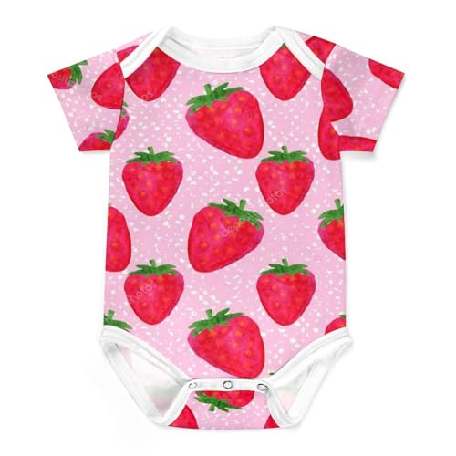 ＃12 着せ替え服【いちごフルーツティ＆ハイハイ赤ちゃん】 SHELIN] ベビー服 いちご 苺 果物柄 ロンパース 夏服 半袖 綿100