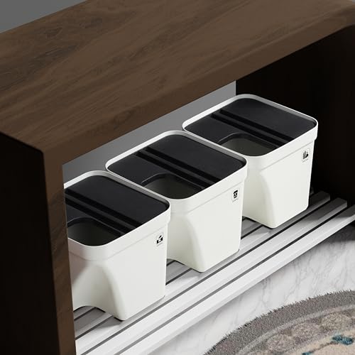 Image of 10L Dustbin with Lid | White | Pack of 3 | Multipurpose Garbage Bin for Kitchen, Home & Office | Wet & Dry Waste Basket for Food Waste, Recycling & Indoor Outdoor Use