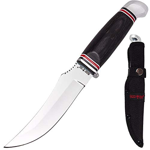 Hunting Knife - Survival Fixed Blade Knives - Hunter Bushcraft Bowie Knofe for Men - Small Wood Handle Knife with Sheath - Best for Hunting Camping Fishing