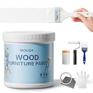 Mollor Matte Finish Wood Paint for Furniture, Durable Cabinet Countertop Paint Easy Application for DIY Projects, Wood, Metal, Home Decor and More(500g/16OZ, White with Tools)