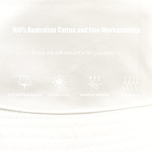 Sydbecs Bucket Hat For Women Men, Reversible Cotton Summer Sun Beach Cap Solid Color Style (White) #TOP5