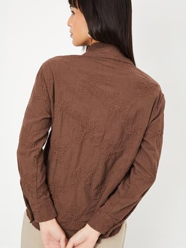 Image of Max Plus Size Women Embroidered Oversized Cotton Shirt