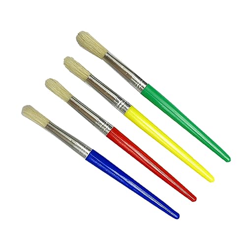 Sosoport Juego de Pinceles de Pintura para Niños 4 Piezas Mango de Plástico Cerdas para Principiantes Actividades Artísticas