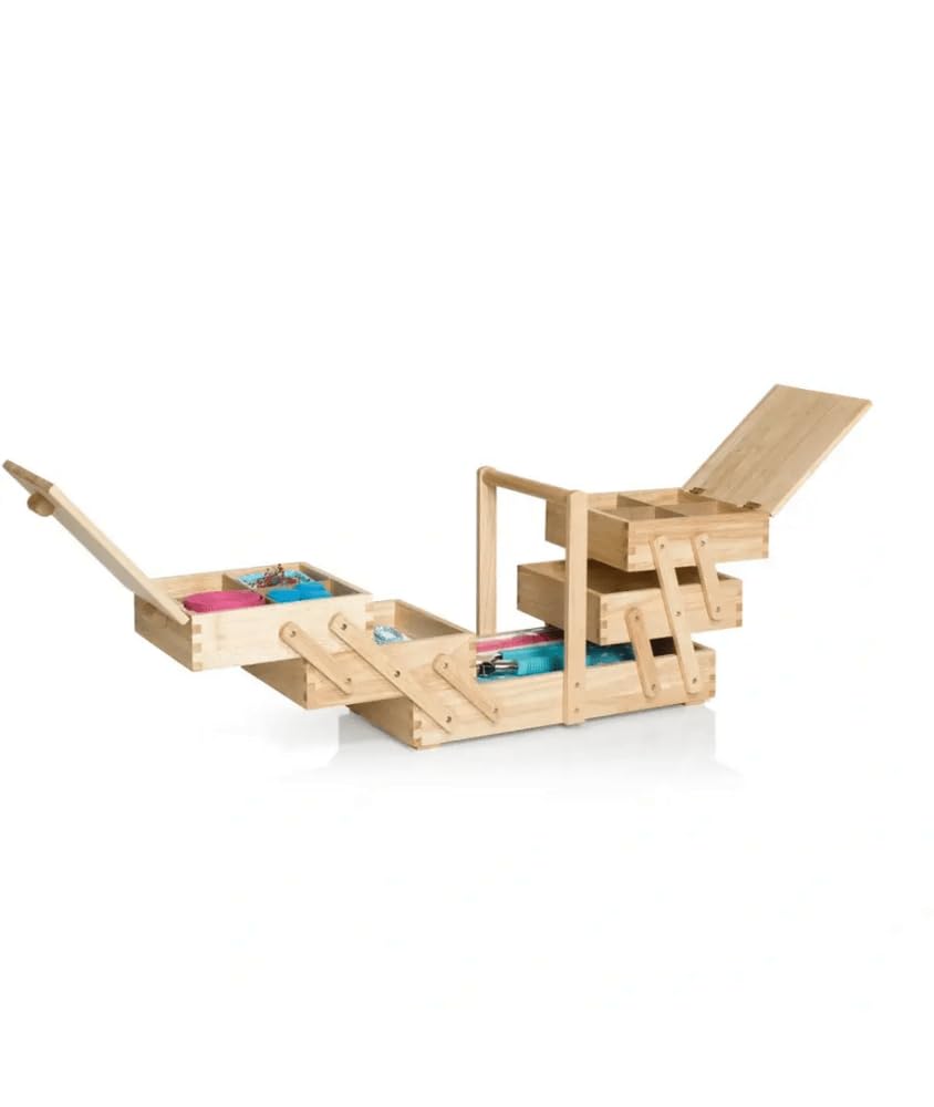 Prym 612548 Nähkasten/Nähkorb aus hellem Holz, L, Beige, Braun