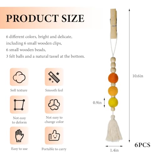 Image of 6 PCS Felt Ball Car Diffuser, Hanging Tassel Diffuser Car Air Freshener Bead Aromatherapy Diffuser, Car Vent Clip Essential Oil Diffuser, Car Interior Decorative Charm (Normal)