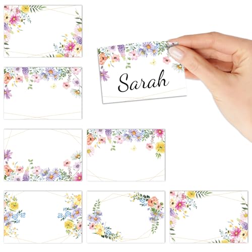 Image of Whaline 180 Pcs Back to School Wildflower Name Tag Stickers Watercolor Summer Floral Nameplate Stickers Classroom Bulletin Board Label Decals for Office School Desk Wall Decor