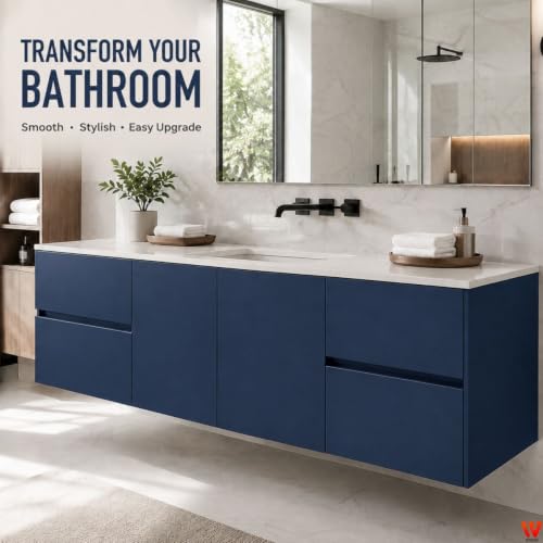 Image of WISDOM Navy Blue Matte Decorative Vinyl Sheet Self Adhesive Wallpaper for Kitchen Cabinets, Furniture Makeover, Wardrobe, Table & Drawers (20X200 in)