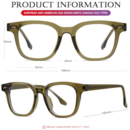 Image of AIEYEZO Fashion Blue Light Glasses for Women Men Retro Anti-Blue Light Eyeglasses TR90 Square Frame Computer Glasses