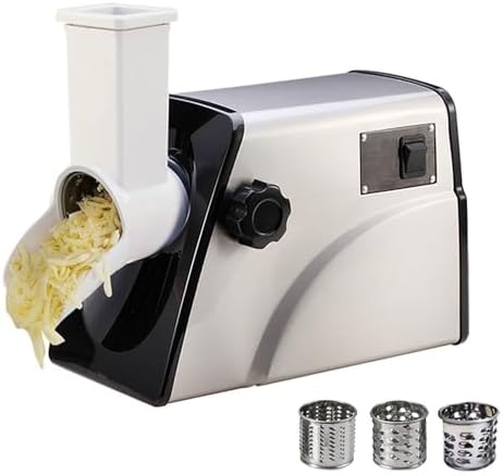 Electric Cheese Grater, Professional Rotary Shredder for Quick Grinding and Salad Prep (Stainless Steel)