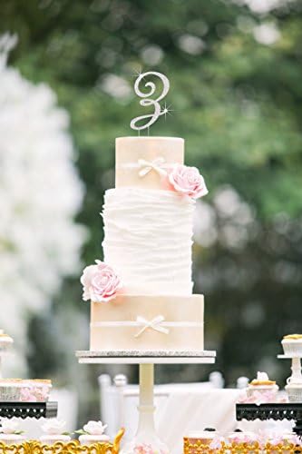 LOVENJOY Ready Wedding Gift Cake Topper Letter Z Silver Rhinestone Monogram Decorations 3.5", Ready-to-Give for Bride Groom, Keepsake Reused upon Anniversary — view 3