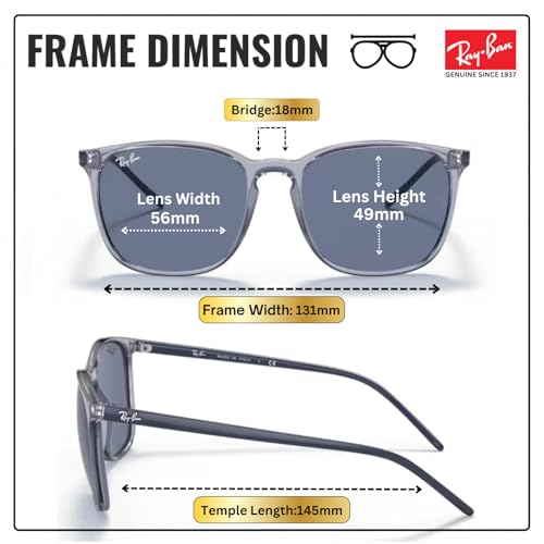 Image of Ray-Ban RB4387 Square Shaped Sunglasses for Men & Women with Official RAYBAN Eyewear Kit