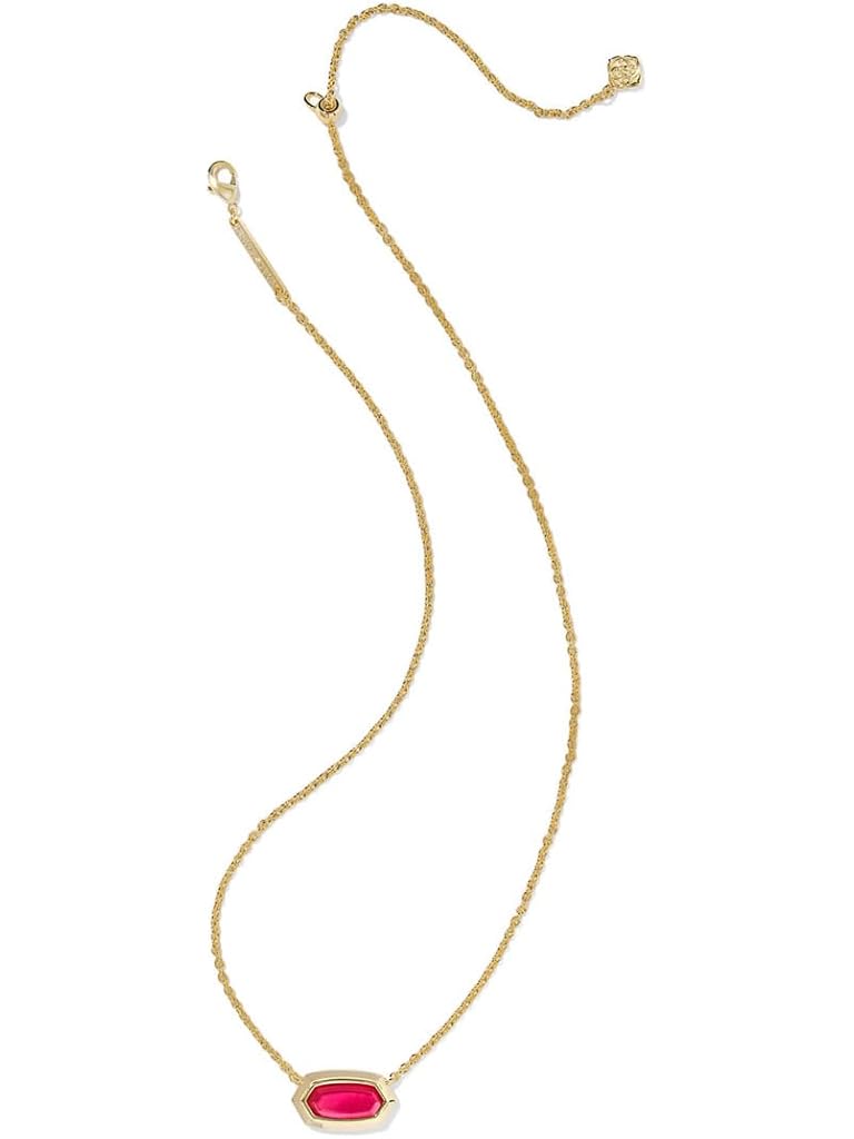 Red Kendra Scott Elisa Bezel Short Pendant Necklace