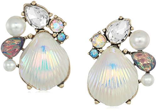 Betsey Johnson Seashell & Stone Cluster Stud Earrings