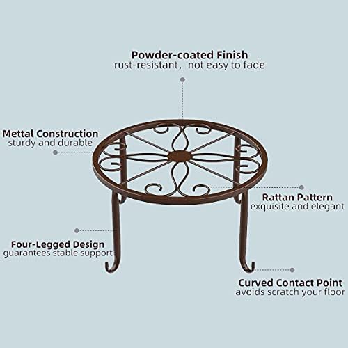 LIQUID Metal Plant Stand,Flower Pot Stands,Outdoor Plant Stand,Heavy Duty Potted Holder,Indoor Outdoor Metal Rustproof Iron Garden Container Round Supports Rack for Planter,1 Pack(Bronze)