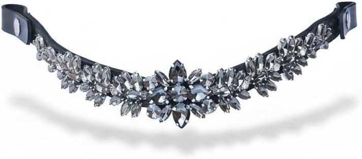 Leather English Bridle Soft Padded Browband Crystals for Horse Bridles with Sparkly Bling Diamond Decorated Bling Dressage COB M05