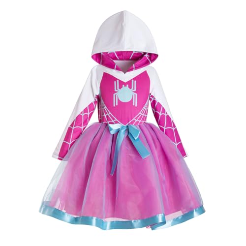 Ruikajia Girls Bat Spider Web Tulle Tutu Ruffle Princess Dress 4 Years Pink