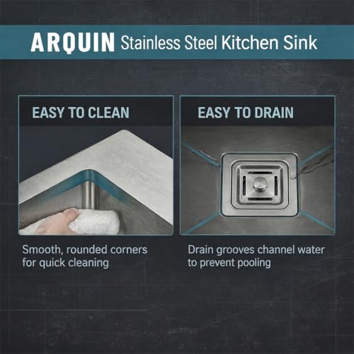 Image of ARQUIN Kitchen Sink 32 inchx20 inchx10 Inch Handmade Single Bowl sink Heavy Duty Stainless Steel Sink for Kitchen Basin with Brushed Matte Finish Including Coupling, Hose Pipe, Fruit Tray