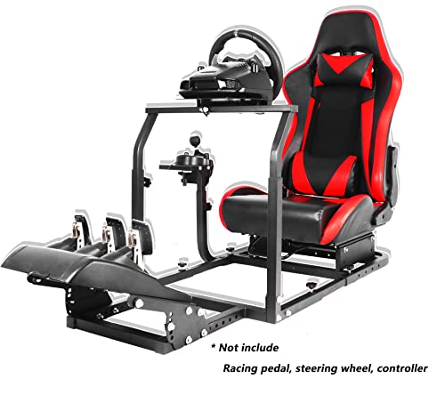Anman Racing Simulator Cockpit With Racing Seat Fit For Logitech G25G27 G29 G920 Fanatec Thrustmaster T500Rs T300Rs Racing Wheel Stand Video Game For Pc Ps4 Xbox, Not Include Wheel Shifter Pedals #TOP4