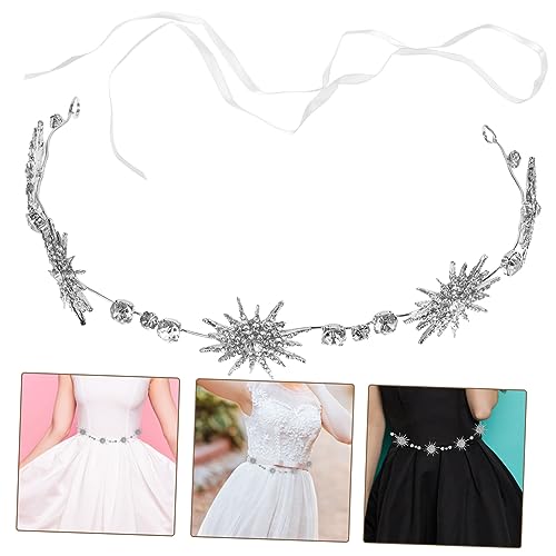 Charm Zinc Bridesmaids Headband Rhinestones Bridal up Silver Headdress Flower Gown Bride Shiny Waist Ladies Metre Diamond Sash Waistband Wedding for Women Alloy Bridesmaid Sparkly4