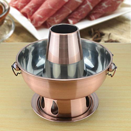 Pentola calda, in acciaio inox e rame, per fonduta cinese e cottura a carbone, perfetta per picnic all'aperto