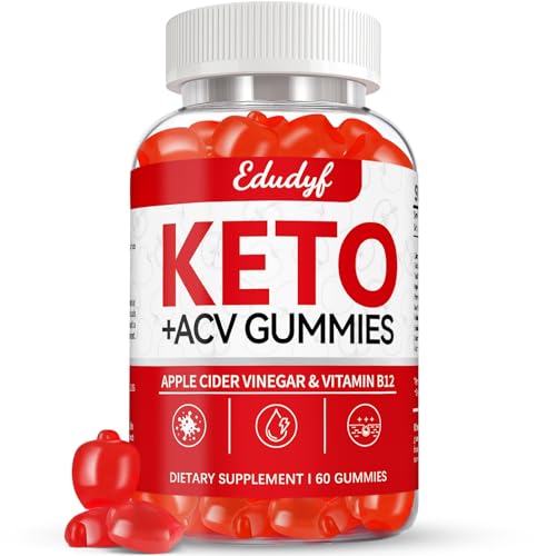 EDUDYF Keto ACV Gummies - 60 Count Gluten-Free Gelatin-Free Apple Cider Vinegar Gummies with B12 for Keto Support Vegetarian Unique Flavor Convenient Bottled Supplement for Men & Women