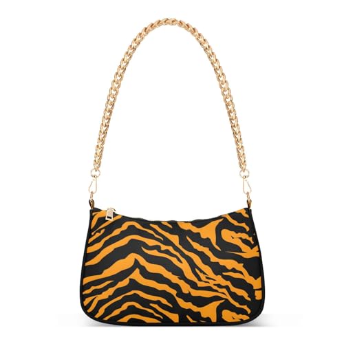 Shoulder Bags for Women Tiger Print Background Hobo Tote Handbag Small Clutch Purse with Zipper Closure