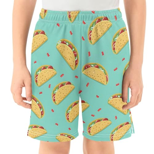 Boys Summer Shorts Casual Teens Athletic Shorts Cute Printed Kids Drawstring Waist Beach Pants with Pockets