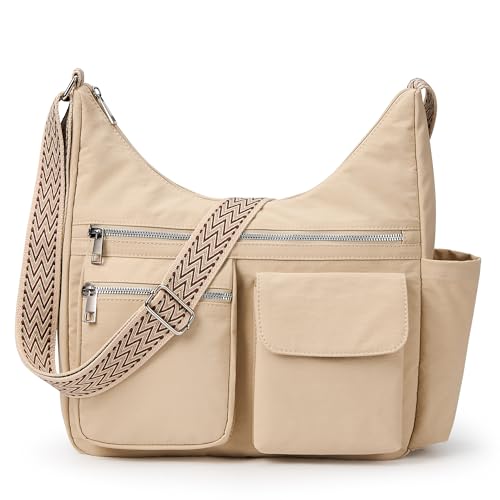 Sac à bandoulière idéal voyage et travail décontracté en nylon kaki