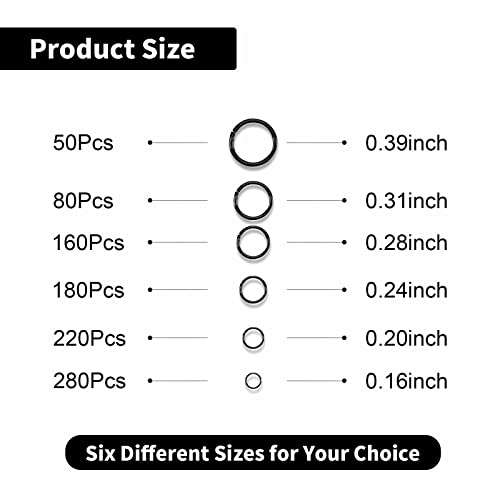 1100Pcs Open Jump Rings, Black Jump Rings Set 304 Stainless-Steel O Ring Connectors Open Rings For Bracelet Earrings Necklace Jewelry Making (4/5/6/7/8/10Mm) #TOP1