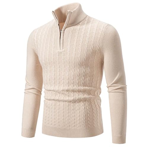 Men's Half Zipper Mock Neck Knitted Pullover - Solid Color Slim Fit Warm Casual Sweater2