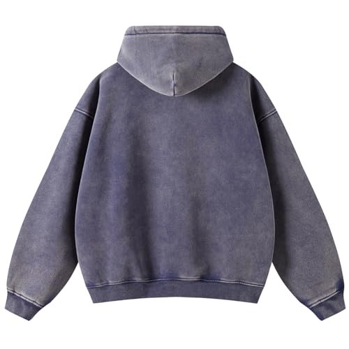 Men's Vintage Acid Wash Zip Up Oversized Hoodi Cotton Heavyweight Streetwear Sweatshirt With Pocket2