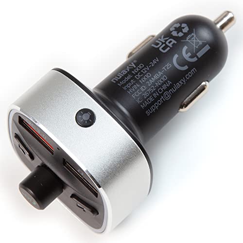 Nulaxy Bluetooth Fm Transmitter For Car,Bluetooth Car Adapter With Dual Usb Charging Car Charger Mp3 Player Support Tf Card & Usb Disk,Hands Free Calling,7 Colors Led Backlit Light-Silver #TOP7