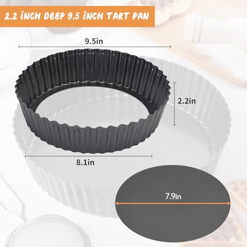 image for RICHSC-PAN Deep Tart Pan, 9.5 x 2.2 Inches Non-Stick Tall Tart Pan Bot