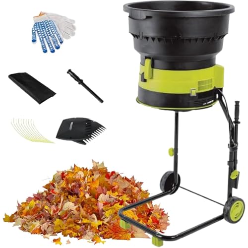 Trituradora de jardín portátil, trituradora de hojas eléctrica silenciosa, trituradora de abono,velocidad de 8000 RPM,con bolsa recolectora desmontable para desechos de jardín,20mpowercord