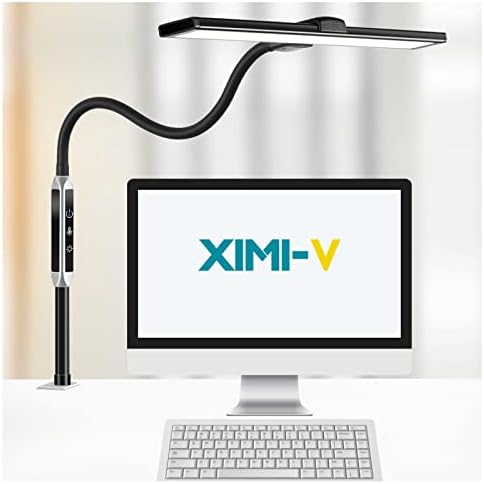 XIMI-V LED Desk Lamp, Swing Arm Table Lamp with Clamp, Flexible Gooseneck Task Lamp, Eye-Caring Desk Light, 3 Modes, Memory Function Desk Lamps for Home Office (212 Black)