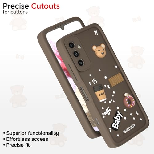 Image of Outlouders Back Cover for Samsung Galaxy F23 5G | 3D Cartoon Cute Fun Bear | Silicone Full Body Protection Bumper Case (Brown)