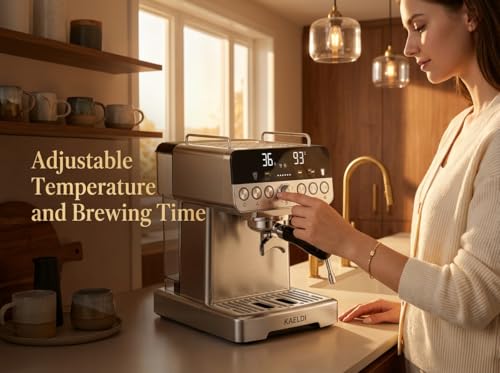 Image of Espresso Coffee Machine | 20 Bar High Pressure | Stainless Steel Body | Adjustable Brewing Time and Temperature | Cold Espresso Option | Milk Frother for Cappuccino and Latte