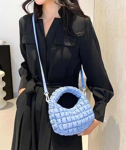 Image of Small Puffer Quilted Shoulder Purse Women 2025 Crossbody Bag Bubble Mini Tote Bag Nylon Handbag Pad Soft Handbag