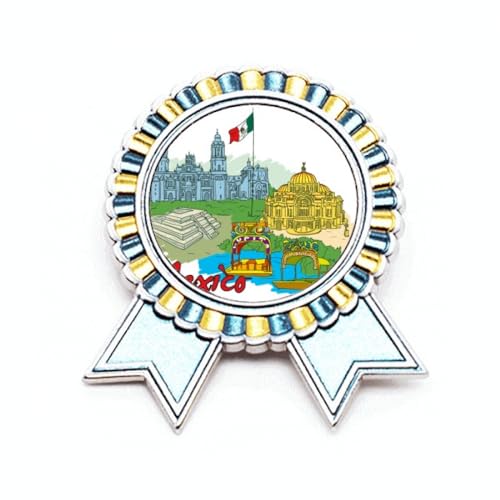 Broche drapeau mexicain style graffiti en métal M aux motifs touristiques colorés