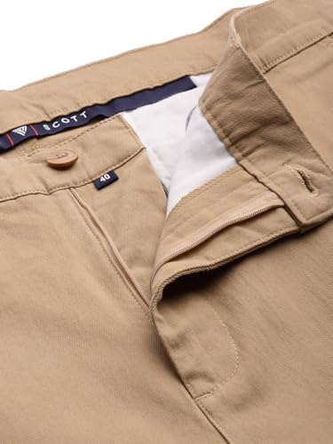 Image of Thomas Scott Men's Smart Plus Size Regular Fit Solid 100% Cotton Chinos Trouser with 4 Pockets | Woven Casual Pants