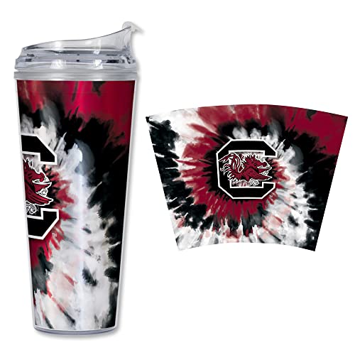 Image of Rico Industries NCAA Glitter 24oz Acrylic Glitter Tumbler with Hinged Lid, Officially Licensed Double Wall Tumbler with Straw