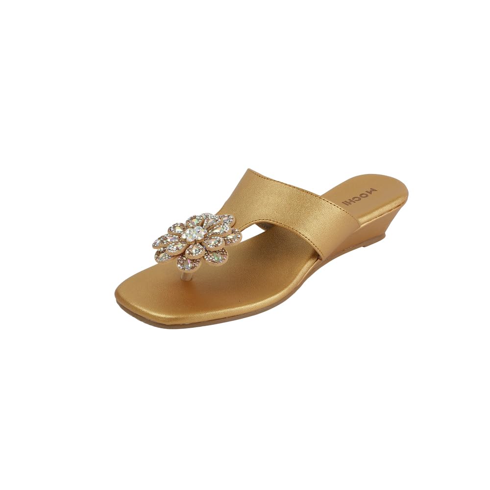 mochi Women's Rhinestone Flower Embellishment Wedge Sandals-picture-29