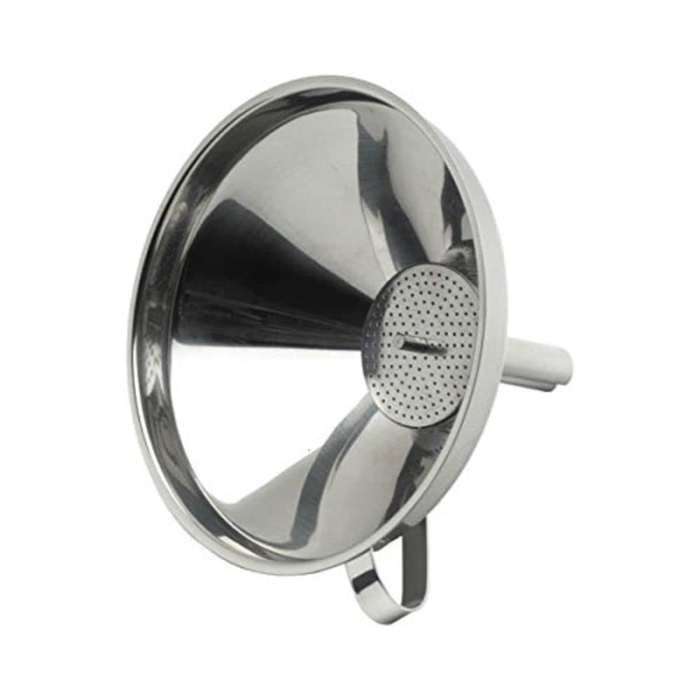 Genware NEV-802 Funnel with Removable Strainer, Stainless Steel, 5"